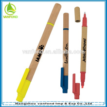 Promotional double sided pen eco friendly craft paper barrel highlighter pen